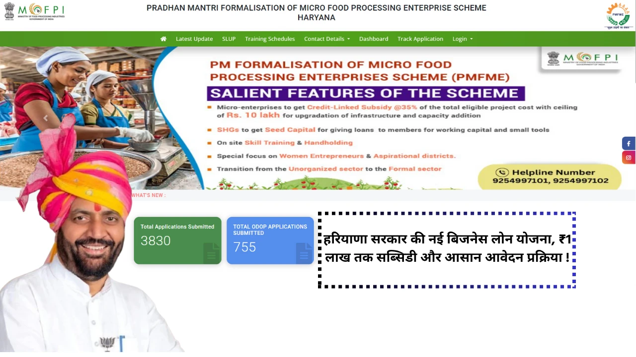 Haryana Government New Business Loan Scheme 2025, PMFME Loan Benefits in Haryana