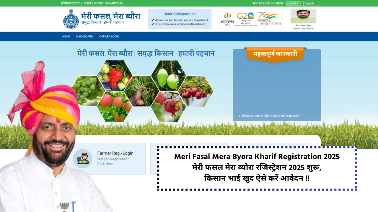 Meri Fasal Mera Byora Kharif Registration 2025 starts now
