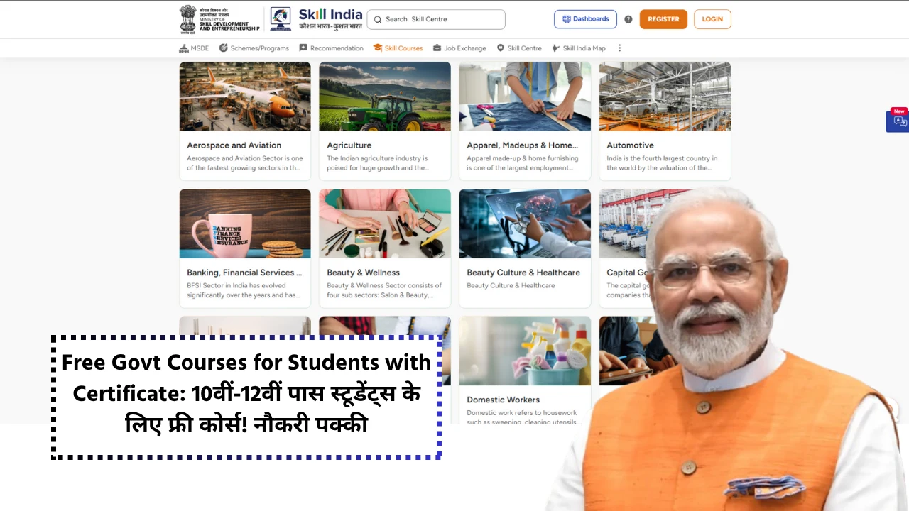 Free Govt Courses for Students with Certificate and Free courses for 10th-12th pass students
