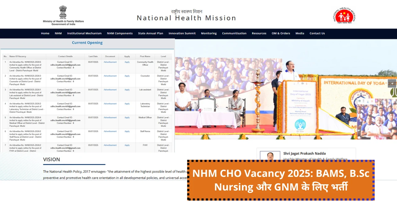 NHM Gujarat CHO Vacancy 2025 Recruitment for BAMS, B.Sc Nursing and GNM